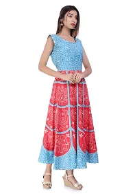 Monique Brand Women's/Girls Cotton Rajasthani Jaipuri Printed Maternity Summer Long Gown Middi Maxi Dress (MD-CHUNARI-HATHI-FJ15_Free Size_)-thumb2