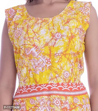 Monique Brand Women's/Girls Cotton Rajasthani Jaipuri Printed Maternity Summer Long Gown Middi Maxi Dress (MD-ADIWASI-MY15_Free Size_Upto 44XL_)-thumb5