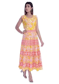 Monique Brand Women's/Girls Cotton Rajasthani Jaipuri Printed Maternity Summer Long Gown Middi Maxi Dress (MD-ADIWASI-MY15_Free Size_Upto 44XL_)-thumb2