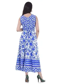 Monique Women's Designer Ethnic Jaipuri Mandala Print Maternity Long Gown Middi Dress (Free Size_Upto 44XL) ROSE-BLUE13 Red-thumb2