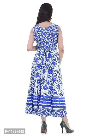 Monique Women's Designer Ethnic Jaipuri Mandala Print Maternity Long Gown Middi Dress (Free Size_Upto 44XL) ROSE-BLUE13 Red-thumb3