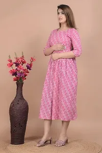 Monique Women's Cotton A-Line Pink Color Maternity Kurta/Easy Breast Feeding Kurta Western Dress with Zippers for Nursing Pre and Post Pregnancy (KR-LADER-L)-thumb1
