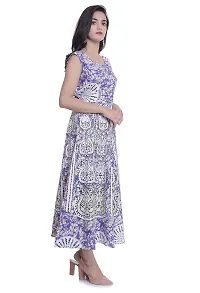 Monique Brand Women's/Girls Cotton Rajasthani Jaipuri Printed Maternity Summer Long Gown Middi Maxi Dress (MD-BATIKBUTA-RB15_Free Size_UPTO44XL_) Royal Blue-thumb2