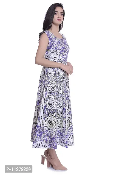 Monique Brand Women's/Girls Cotton Rajasthani Jaipuri Printed Maternity Summer Long Gown Middi Maxi Dress (MD-BATIKBUTA-RB15_Free Size_UPTO44XL_) Royal Blue-thumb3