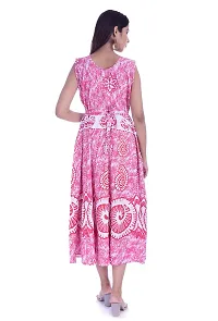 Monique Brand Women's/Girls Cotton Rajasthani Jaipuri Printed Maternity Summer Long Gown Middi Maxi Dress (MDCHAKARIRN15, Pink, Rani, Free Size)-thumb3