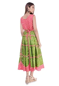 Monique Brand Women's/Girls Cotton Rajasthani Jaipuri Printed Maternity Summer Long Gown Middi Maxi Dress (MD-CHUNARIHATHI-RD15_Free Size_XL_) Red-thumb1
