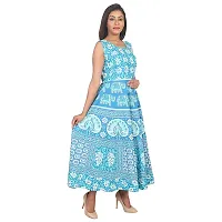 Monique Brand Women's Cotton Rajasthani Jaipuri Printed Maternity Summer Long Gown Midi Maxi Dress (Firozi, MD-PEACOCK-FJ15, Free Size, UPTO44XL)-thumb1