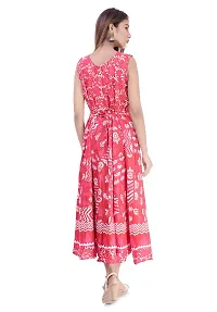 Monique Brand Women's/Girls Cotton Rajasthani Jaipuri Printed Maternity Summer Long Gown anarkali Middi Maxi Dress (-MD-ZOMETRI-RD15, Free Size, 44XL, Red)-thumb3