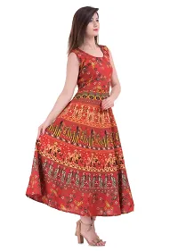Monique Brand Women's/Girls Cotton Rajasthani Jaipuri Printed Maternity Summer Long Gown Middi Maxi Dress (MD-PEOPLE-RD15_Free Size_UPTO44XL_) Red-thumb1