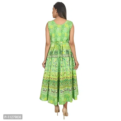 Monique Brand Women's/Girls Cotton Rajasthani Jaipuri Printed Maternity Summer Long Gown Middi Maxi Dress (MD-TEDAMORE-PG15_Free Size_UPTO44XL_) Parrot Green-thumb3