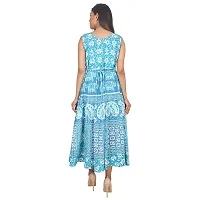 Monique Brand Women's Cotton Rajasthani Jaipuri Printed Maternity Summer Long Gown Midi Maxi Dress (Firozi, MD-PEACOCK-FJ15, Free Size, UPTO44XL)-thumb4