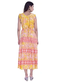 Monique Brand Women's/Girls Cotton Rajasthani Jaipuri Printed Maternity Summer Long Gown Middi Maxi Dress (MD-ADIWASI-MY15_Free Size_Upto 44XL_)-thumb3