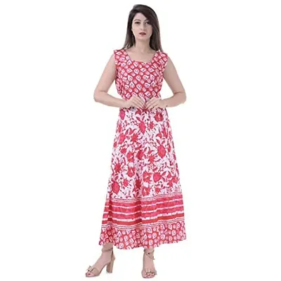 Monique Women's Anarkali Maxi Maternity Gown (Red, Free Size)