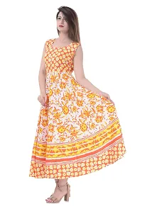 Monique Brand Women's/Girls Cotton Rajasthani Jaipuri Printed Maternity Summer Long Gown Middi Maxi Dress (MD-ROSE-LY15_Free Size_Upto 44XL_)-thumb1