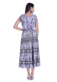 Monique Brand Women's/Girls Cotton Rajasthani Jaipuri Printed Maternity Summer Long Gown Midi Maxi Anarkali Dress (Grey, Free Size, Upto 44XL)-thumb3
