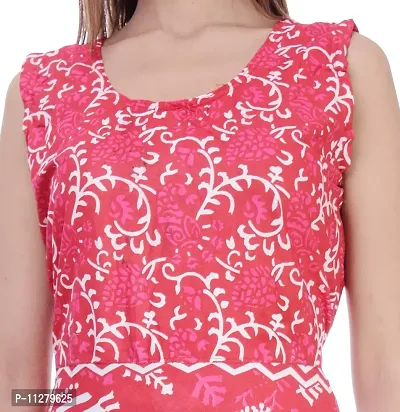 Monique Brand Women's/Girls Cotton Rajasthani Jaipuri Printed Maternity Summer Long Gown anarkali Middi Maxi Dress (-MD-ZOMETRI-RD15, Free Size, 44XL, Red)-thumb5
