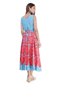 Monique Brand Women's/Girls Cotton Rajasthani Jaipuri Printed Maternity Summer Long Gown Middi Maxi Dress (MD-CHUNARI-HATHI-FJ15_Free Size_)-thumb3