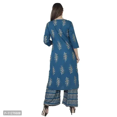 Monique Brand Jaipuri Printed Cotton Kurti and Pant Set (PLZST-FULGHARI-RG03L_Large_Rama Green_)-thumb3