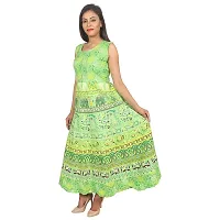 Monique Brand Women's/Girls Cotton Rajasthani Jaipuri Printed Maternity Summer Long Gown Middi Maxi Dress (MD-TEDAMORE-PG15_Free Size_UPTO44XL_) Parrot Green-thumb1