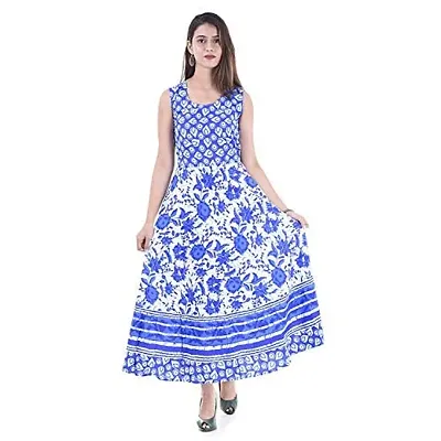 Monique Women's Designer Ethnic Jaipuri Mandala Print Maternity Long Gown Middi Dress (Free Size_Upto 44XL) ROSE-BLUE13 Red