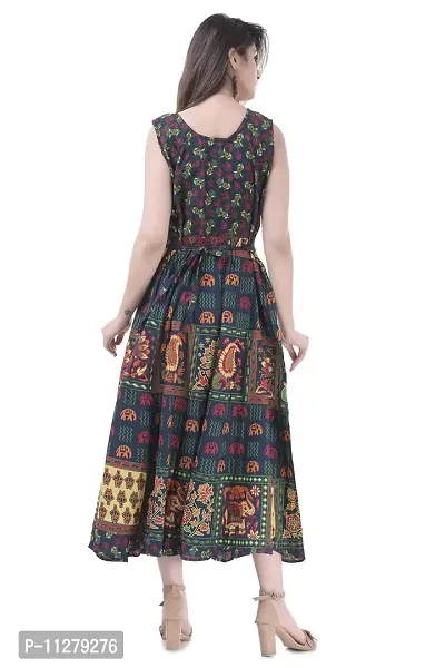 Monique Brand Women's/Girls Cotton Rajasthani Jaipuri Printed Maternity Summer Long Gown Middi Maxi Dress (MD-BIGELE-MH15_Free Size_UPTO44XL_) Green-thumb4