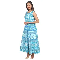 Monique Brand Women's Cotton Rajasthani Jaipuri Printed Maternity Summer Long Gown Midi Maxi Dress (Firozi, MD-PEACOCK-FJ15, Free Size, UPTO44XL)-thumb2