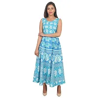Monique Brand Women's Cotton Rajasthani Jaipuri Printed Maternity Summer Long Gown Midi Maxi Dress (Firozi, MD-PEACOCK-FJ15, Free Size, UPTO44XL)-thumb3