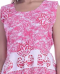 Monique Brand Women's/Girls Cotton Rajasthani Jaipuri Printed Maternity Summer Long Gown Middi Maxi Dress (MDCHAKARIRN15, Pink, Rani, Free Size)-thumb4