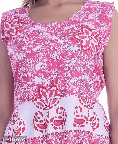 Monique Brand Women's/Girls Cotton Rajasthani Jaipuri Printed Maternity Summer Long Gown Middi Maxi Dress (MDCHAKARIRN15, Pink, Rani, Free Size)-thumb5