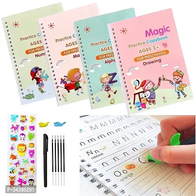 Magic Practice Copybook (4 BOOK + 10 REFILL+ 1 Pen +1 Grip) Number Tracing Book for Preschoolers with Pen, Magic Calligraphy Copybook Set Practical Writing Tool Simple Hand Lettering-thumb3