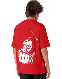 FIONAA TRENDZ Men's Oversized Cotton Blend Half Sleeves Finger Printed T-Shirt (Red, XXL)-thumb2