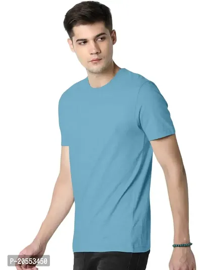 FIONAA TRENDZ Soft Comfortable Round Neck Regular Fit Half Sleeve Plain T-Shirt for Men-thumb0