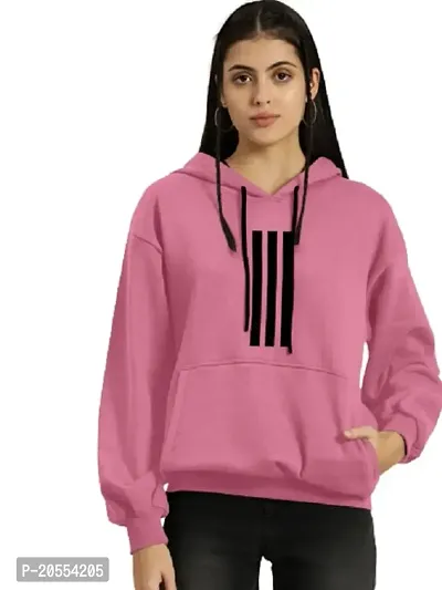 FIONAA TRENDZ Soft Winter Wear Full Sleeves 3 Line Printed Sweatshirt for Women(Pink, XXL)