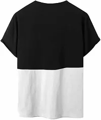 FIONAA TRENDZ Men's Loose Oversized Half Sleeves Round Neck Latest Solid Printed with Pockets T-Shirt(Black  White, M)-thumb1