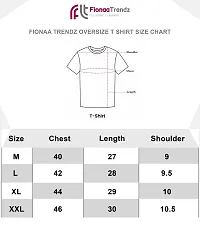 FIONAA TRENDZ Men's Oversized Cotton Blend Half Sleeves Finger Printed T-Shirt (Sky Blue, XXL)-thumb3