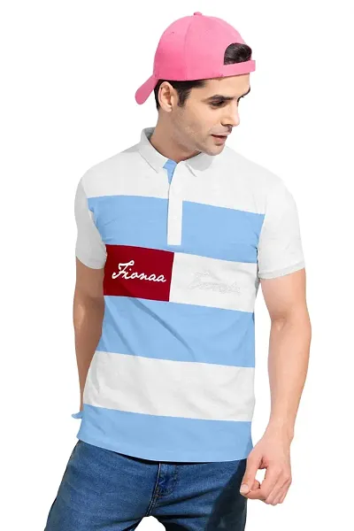 FIONAA TRENDZ Soft Comfortable Poly Cotton Collar Half Sleeve T-Shirt for Men's