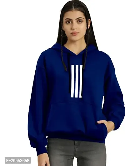 FIONAA TRENDZ Women Soft Fleece Full Sleeves 3 Line Printed Sweatshirt with Hoodies | Winter Wear Hooded Neck Regular Fit Sweatshirt for Women  Girls
