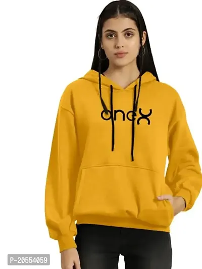 FIONAA TRENDZ Women Soft Fleece Full Sleeves One x Printed Sweatshirt with Hoodies | Winter Wear Hooded Neck Regular Fit Sweatshirt for Women  Girls-thumb0