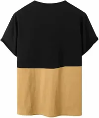 FIONAA TRENDZ Men's Loose Oversized Half Sleeves Round Neck Latest Solid Printed with Pockets T-Shirt(Black  Brown, XXL)-thumb1