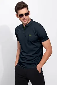 FIONAA TRENDZ Men's Polo Heavy Matty Fabric Pocket On Chest Embrodiery Work On Chest Half Sleeve T-Shirt-thumb2