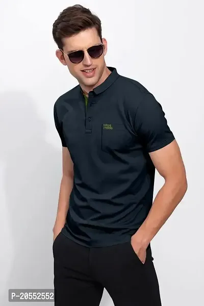 FIONAA TRENDZ Men's Polo Heavy Matty Fabric Pocket On Chest Embrodiery Work On Chest Half Sleeve T-Shirt-thumb3