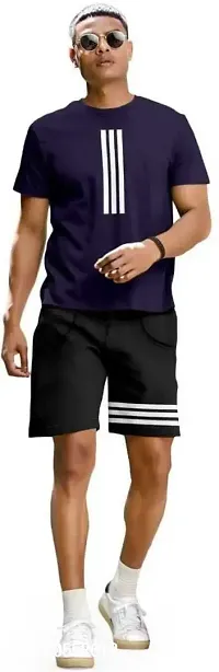 FIONAA TRENDZ Men Basic Solid Round Neck Regular fit T-Shirt and Short Set-thumb0