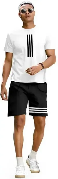 FIONAA TRENDZ Men Basic Solid Round Neck Regular fit T-Shirt and Short Set-thumb0