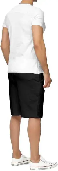 FIONAA TRENDZ Men Basic Solid Round Neck Regular fit T-Shirt and Short Set-thumb1