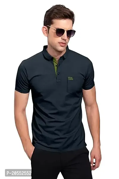 FIONAA TRENDZ Men's Polo Heavy Matty Fabric Pocket On Chest Embrodiery Work On Chest Half Sleeve T-Shirt