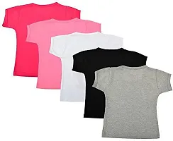 Stylish Fancy Multicoloured Cotton Blend Printed T-Shirts Combo For Kids Girls Pack Of 5-thumb1