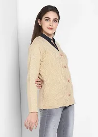 Stylish Beige Wool Blend Solid Sweater Vest For Women-thumb1