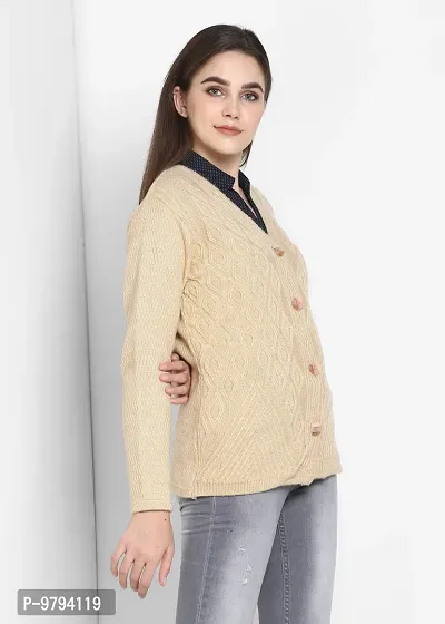 Stylish Beige Wool Blend Solid Sweater Vest For Women-thumb2