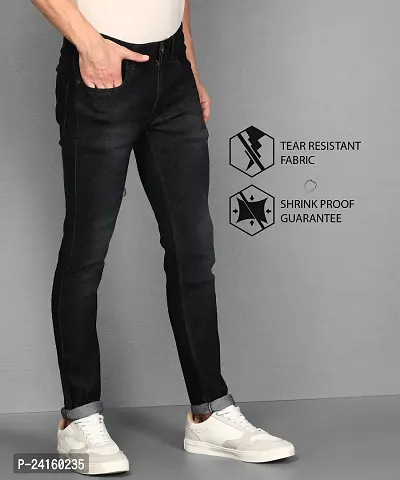 Stylish Grey Cotton Blend Solid Mid-Rise Jeans For Men-thumb5