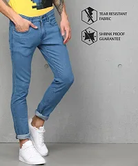Stylish Blue Cotton Blend Solid Mid-Rise Jeans For Men-thumb4